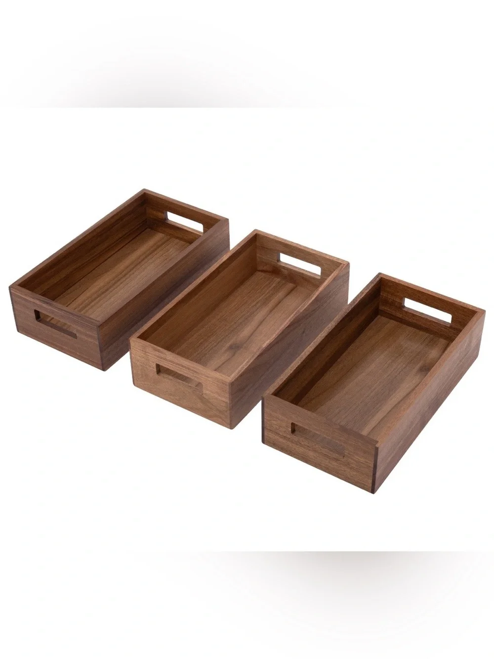 Seville Classics Acacia Wood Storage Bin Set - 5 Piece Pantry Organization